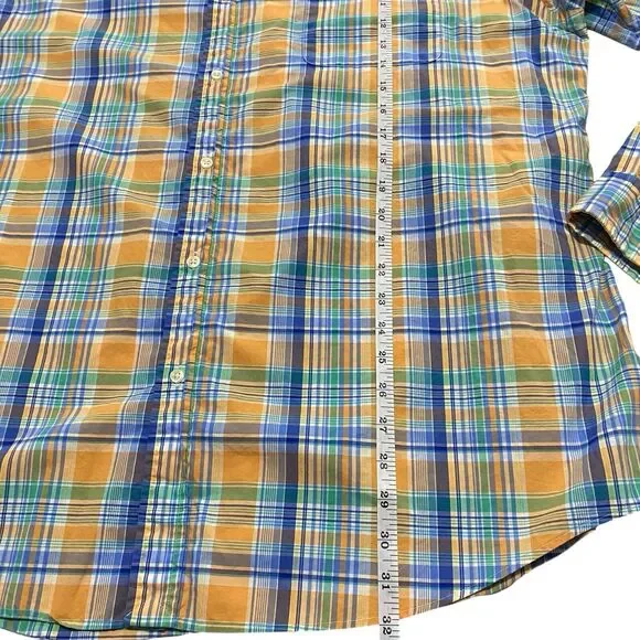 Ralph Lauren Button Front Pocket Plaid Shirt 100% Cotton Orange Mens Size XXL - Picture 8 of 10